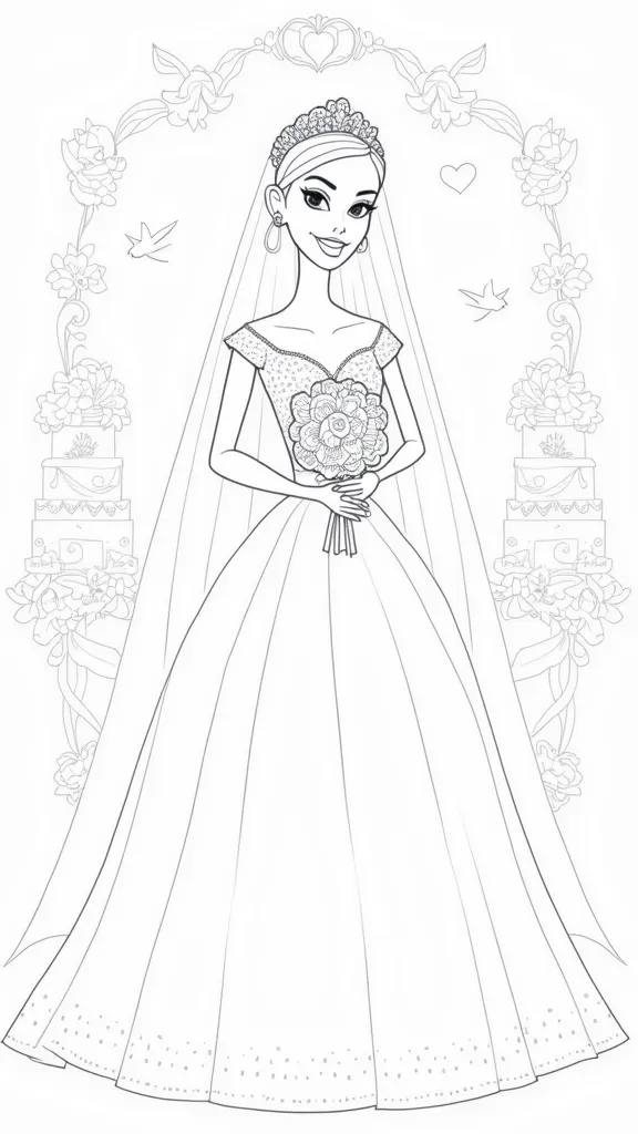 coloriage Barbie de mariage